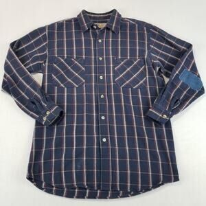 Big Mac Flannel Shirt Mens Medium Tall Blue Plaid Workwear 100% Cotton Vintage